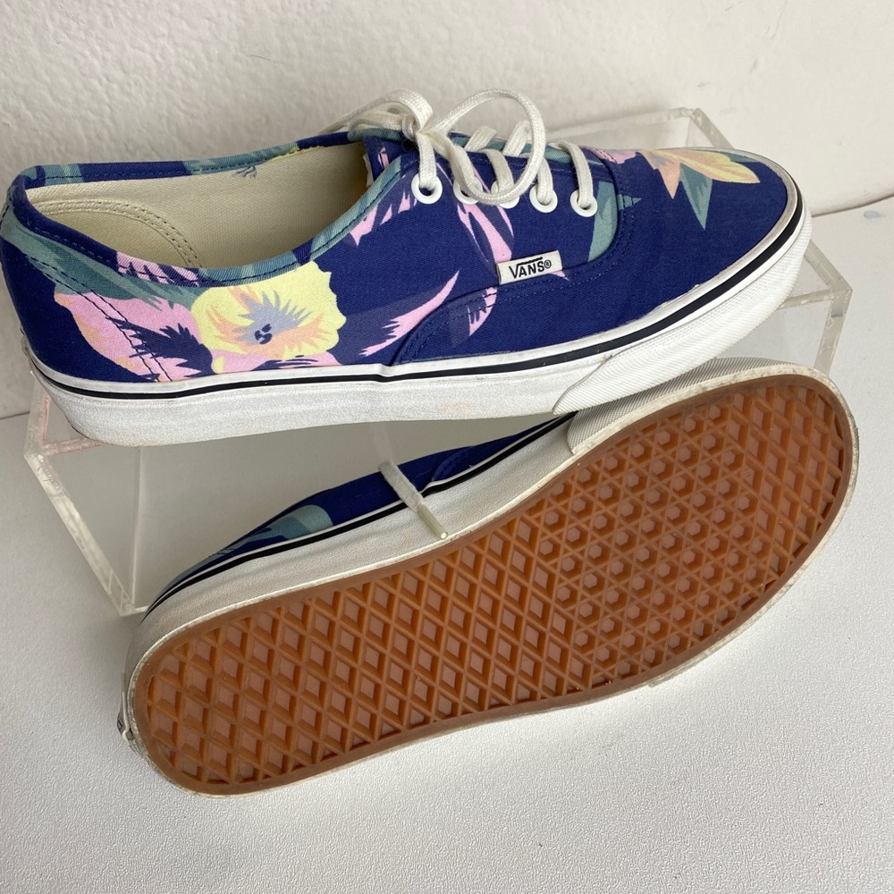 Vans floral blue low top sneakers shoes size 10 - Picture 8 of 9